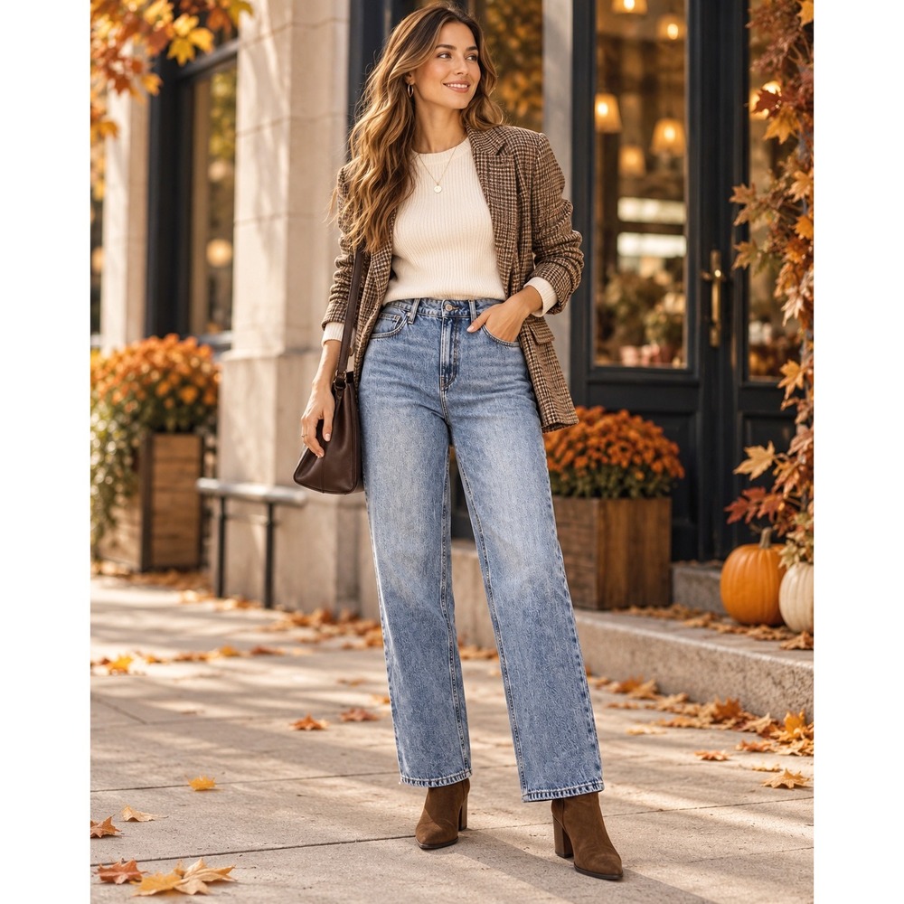 MNG Mango Matilda High Rise Straight Leg Jeans Size 14 NWT